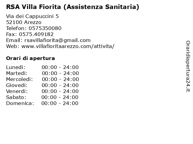 Orari di apertura RSA Villa Fiorita Assistenza Sanitaria